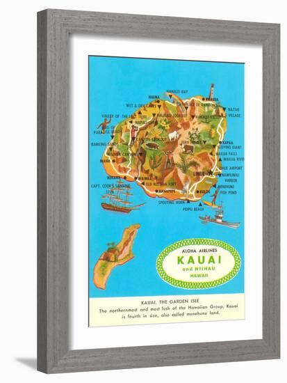 Map of Kauai, Hawaii-null-Framed Art Print