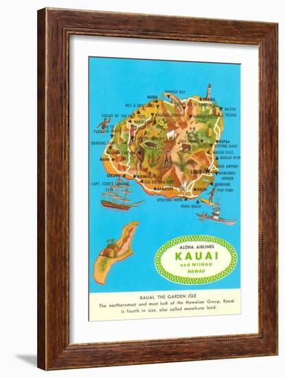 Map of Kauai, Hawaii-null-Framed Art Print