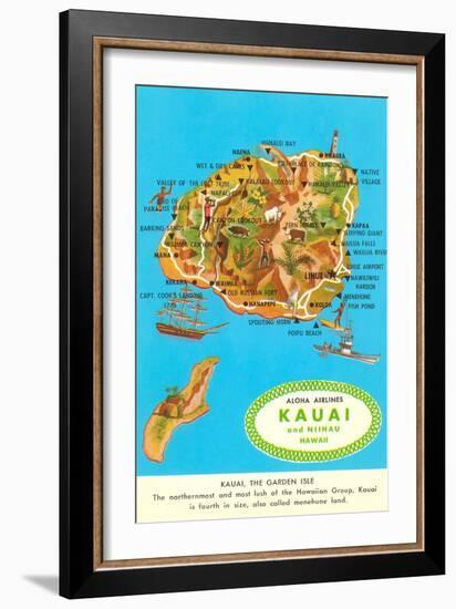 Map of Kauai, Hawaii-null-Framed Art Print