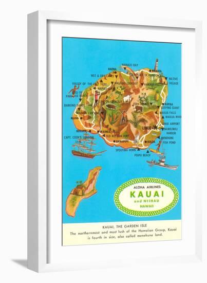 Map of Kauai, Hawaii-null-Framed Art Print