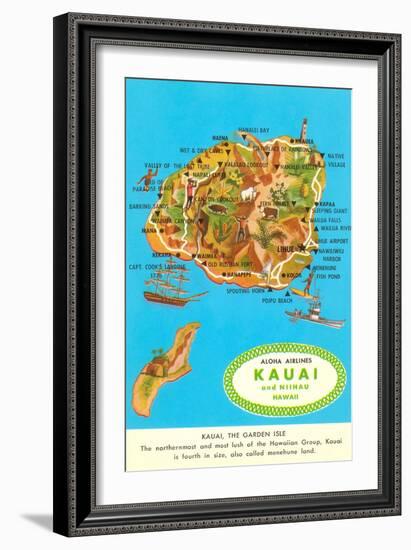Map of Kauai, Hawaii-null-Framed Art Print