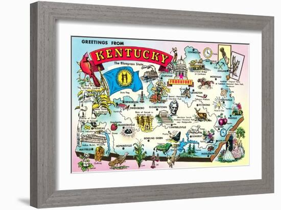 Map of Kentucky-null-Framed Art Print