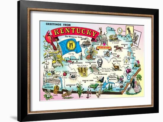 Map of Kentucky-null-Framed Art Print