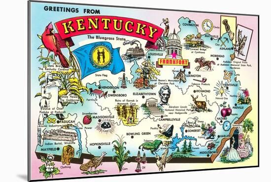 Map of Kentucky-null-Mounted Art Print