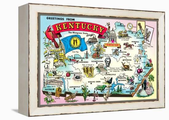 Map of Kentucky-null-Framed Stretched Canvas