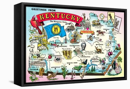 Map of Kentucky-null-Framed Stretched Canvas