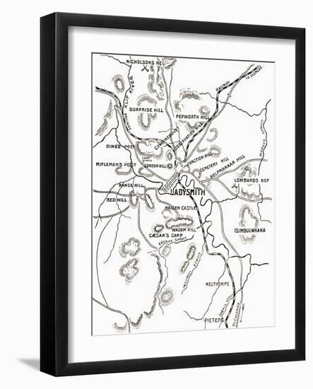 Map of Ladysmith and Surrounding Heights C.1900, from 'South Africa and the Transvaal War'-Louis Creswicke-Framed Giclee Print