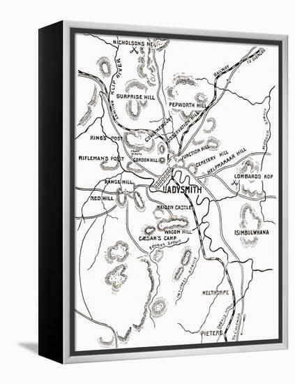 Map of Ladysmith and Surrounding Heights C.1900, from 'South Africa and the Transvaal War'-Louis Creswicke-Framed Premier Image Canvas