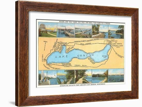 Map of Lake Geneva, Wisconsin-null-Framed Art Print