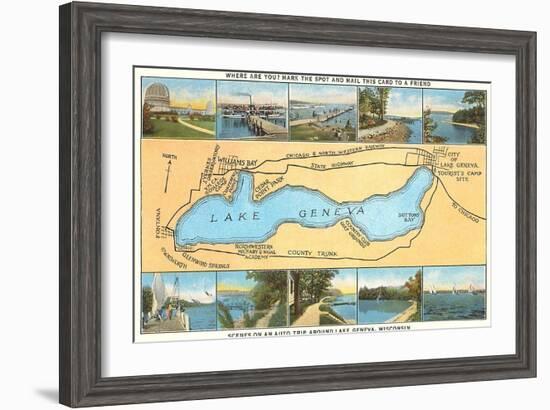 Map of Lake Geneva, Wisconsin-null-Framed Art Print