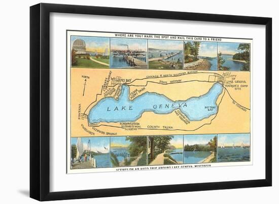 Map of Lake Geneva, Wisconsin-null-Framed Art Print