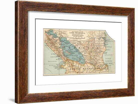 Map of Lake Nicaragua (C. 1900), Maps-Encyclopaedia Britannica-Framed Premium Giclee Print