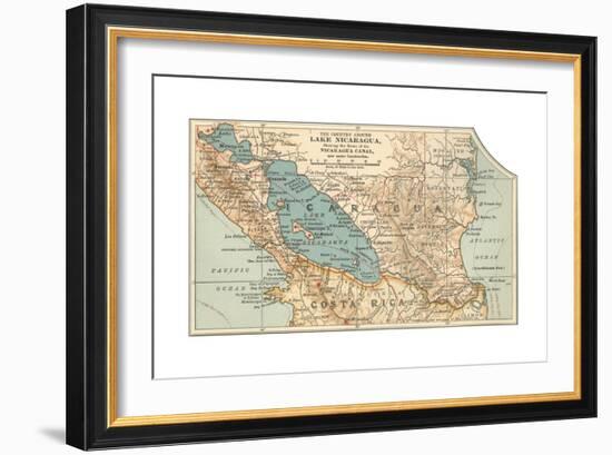 Map of Lake Nicaragua (C. 1900), Maps-Encyclopaedia Britannica-Framed Premium Giclee Print