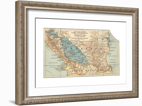 Map of Lake Nicaragua (C. 1900), Maps-Encyclopaedia Britannica-Framed Giclee Print