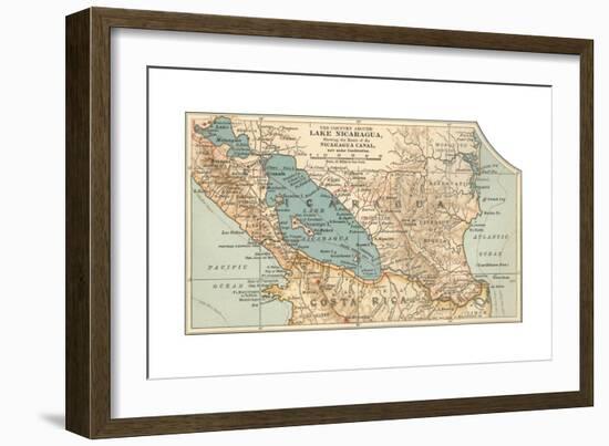 Map of Lake Nicaragua (C. 1900), Maps-Encyclopaedia Britannica-Framed Giclee Print