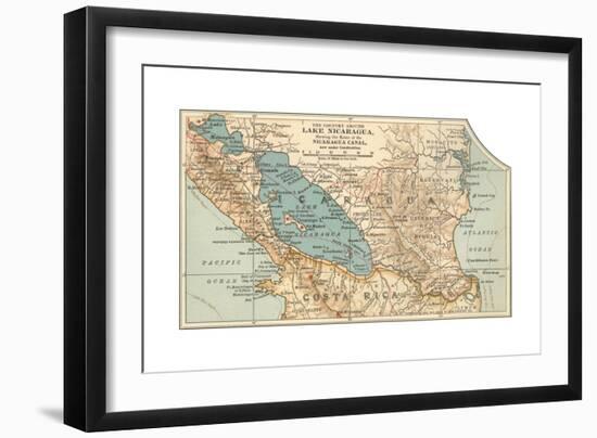 Map of Lake Nicaragua (C. 1900), Maps-Encyclopaedia Britannica-Framed Giclee Print