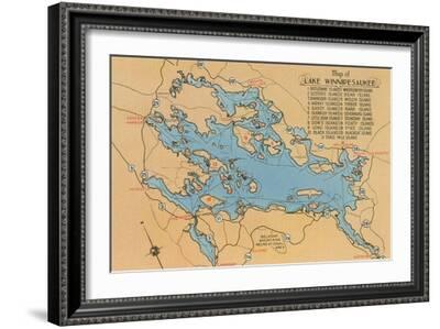 Lake Winnipesaukee Map Framed Map Of Lake Winnipesaukee, New Hampshire' Art Print | Art.com