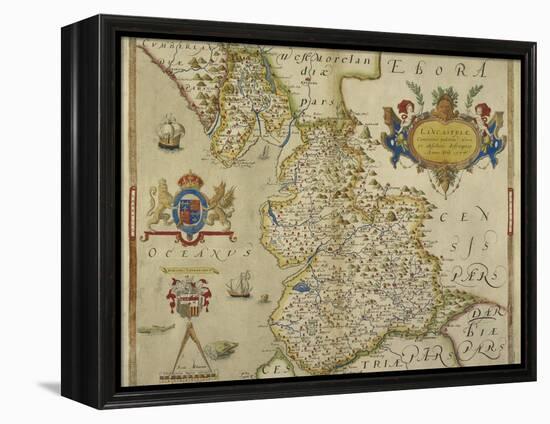 Map Of Lancashire-Christopher Saxton-Framed Premier Image Canvas