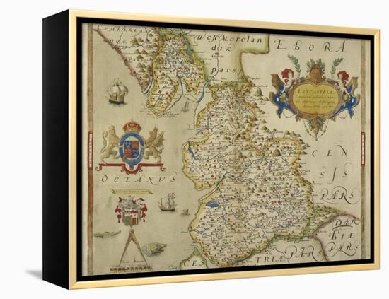Map Of Lancashire-Christopher Saxton-Framed Premier Image Canvas