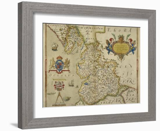 Map Of Lancashire-Christopher Saxton-Framed Giclee Print