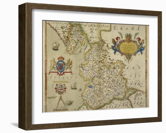 Map Of Lancashire-Christopher Saxton-Framed Giclee Print