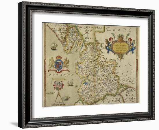 Map Of Lancashire-Christopher Saxton-Framed Giclee Print