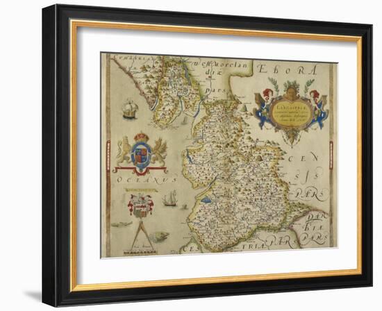 Map Of Lancashire-Christopher Saxton-Framed Giclee Print