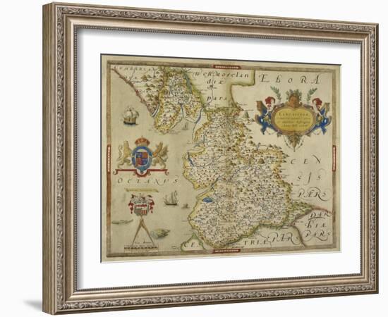 Map Of Lancashire-Christopher Saxton-Framed Giclee Print