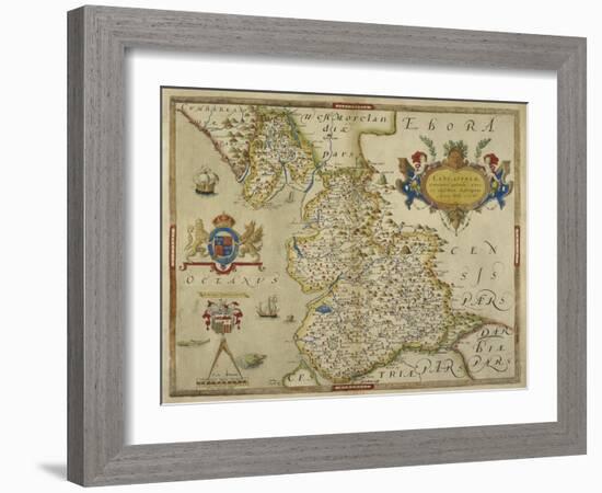 Map Of Lancashire-Christopher Saxton-Framed Giclee Print