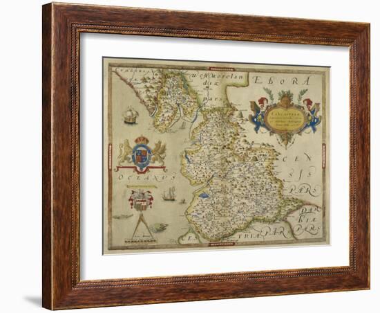 Map Of Lancashire-Christopher Saxton-Framed Giclee Print