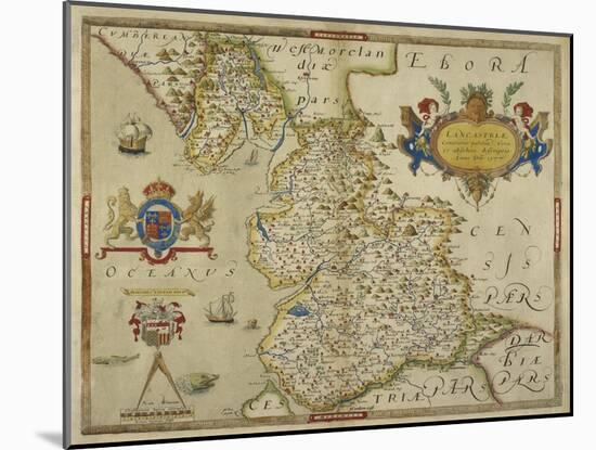 Map Of Lancashire-Christopher Saxton-Mounted Giclee Print