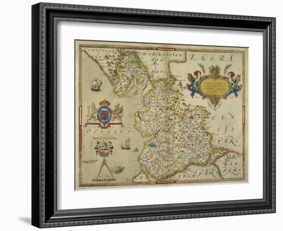 Map Of Lancashire-Christopher Saxton-Framed Giclee Print