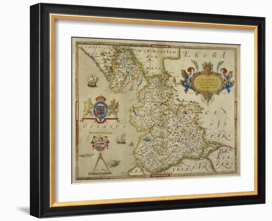 Map Of Lancashire-Christopher Saxton-Framed Giclee Print