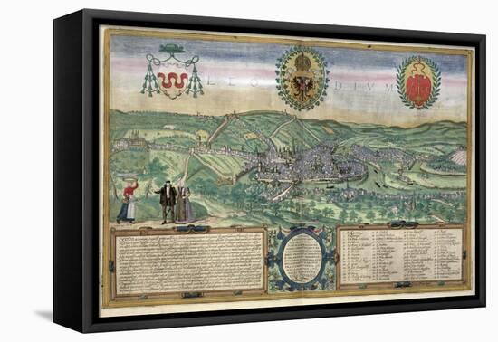 Map of Liege, from Civitates Orbis Terrarum by Georg Braun-Joris Hoefnagel-Framed Premier Image Canvas