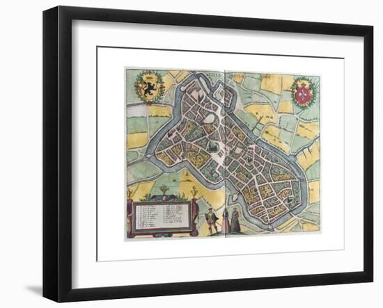 Map of Lille from Civitates Orbis Terrarum-null-Framed Giclee Print