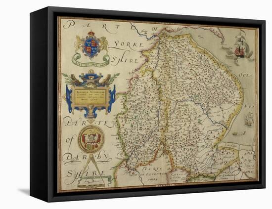 Map Of Lincolnshire and Nottinghamshire-Christopher Saxton-Framed Premier Image Canvas