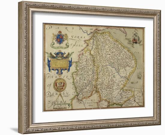 Map Of Lincolnshire and Nottinghamshire-Christopher Saxton-Framed Giclee Print