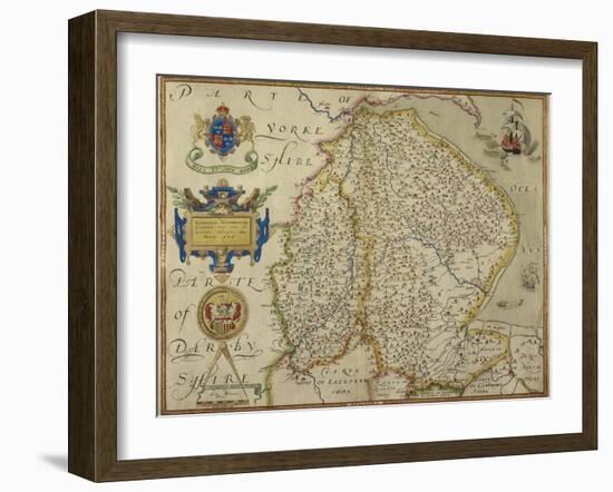 Map Of Lincolnshire and Nottinghamshire-Christopher Saxton-Framed Giclee Print