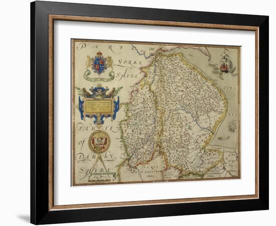 Map Of Lincolnshire and Nottinghamshire-Christopher Saxton-Framed Giclee Print