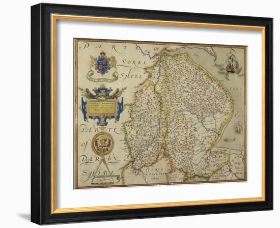 Map Of Lincolnshire and Nottinghamshire-Christopher Saxton-Framed Giclee Print