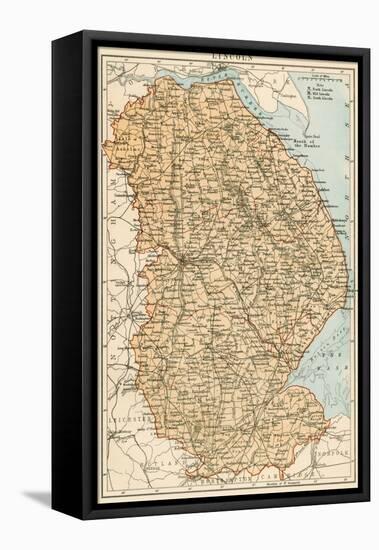 Map of Lincolnshire, England, 1870s-null-Framed Premier Image Canvas