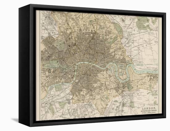 Map of London and Its Suburbs-J. Bartholomew-Framed Premier Image Canvas