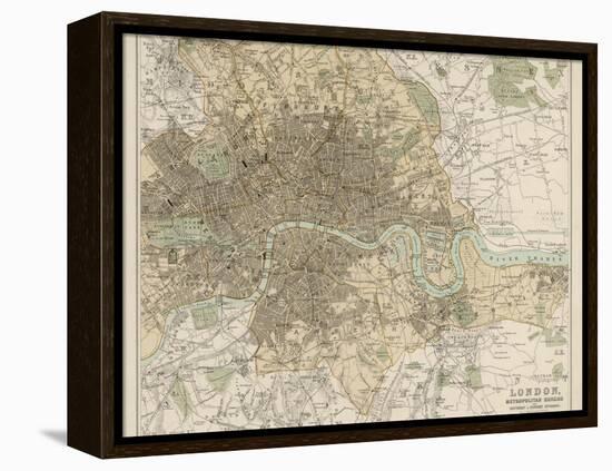 Map of London and Its Suburbs-J. Bartholomew-Framed Premier Image Canvas