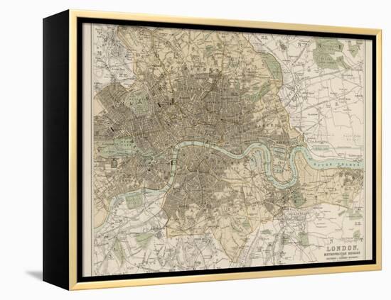 Map of London and Its Suburbs-J. Bartholomew-Framed Premier Image Canvas