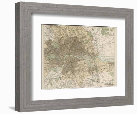 Map of London and Its Suburbs-J. Bartholomew-Framed Photographic Print