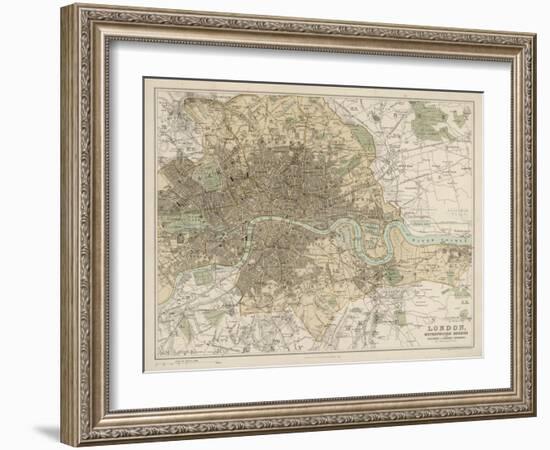 Map of London and Its Suburbs-J. Bartholomew-Framed Art Print