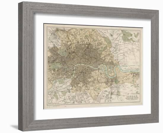 Map of London and Its Suburbs-J. Bartholomew-Framed Art Print