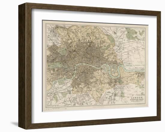 Map of London and Its Suburbs-J. Bartholomew-Framed Art Print