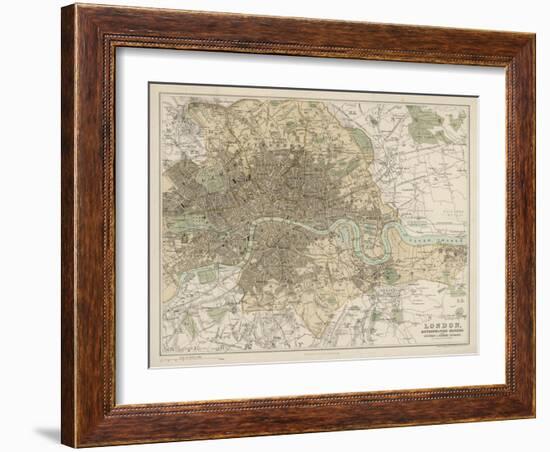 Map of London and Its Suburbs-J. Bartholomew-Framed Art Print