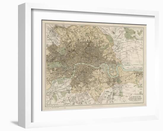 Map of London and Its Suburbs-J. Bartholomew-Framed Art Print